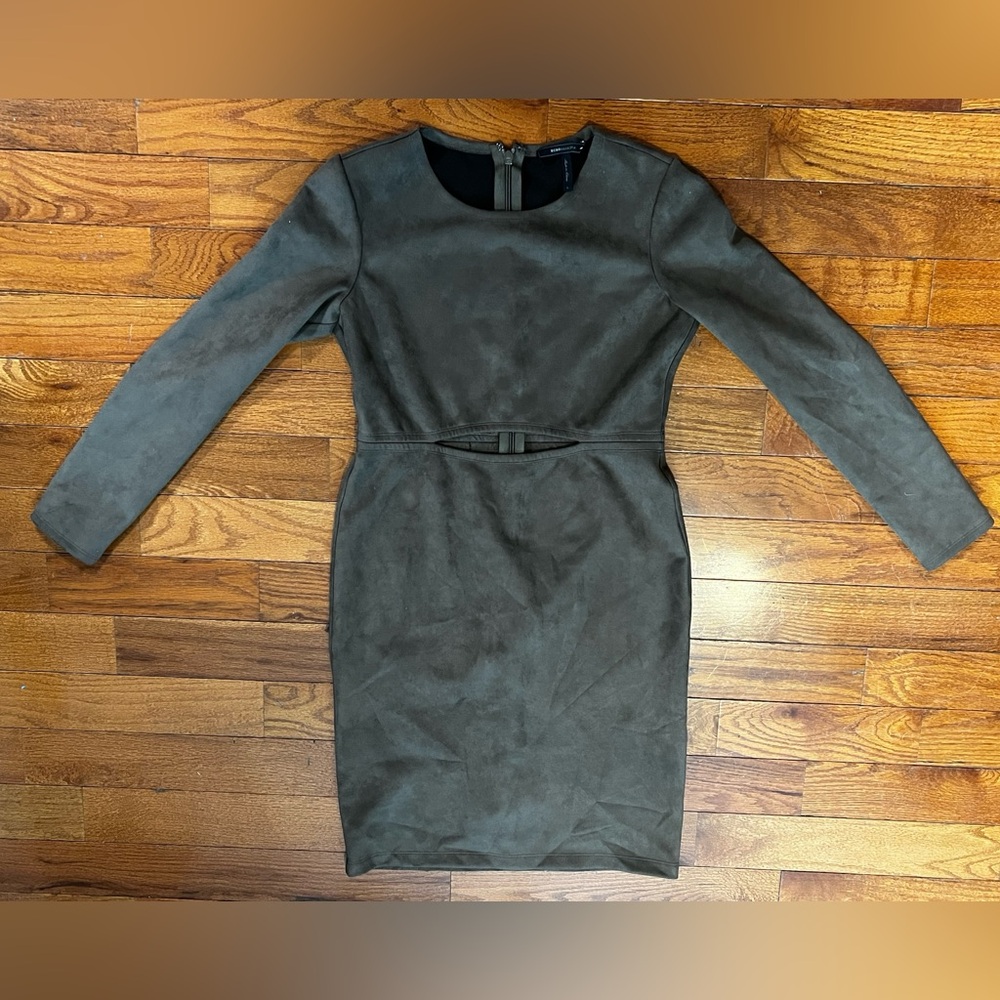 BCBG Max Azria Brown Faux Suede Dress Women's L